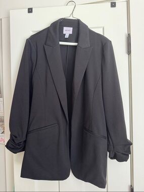 Nine West Black Long Open-Front Blazer